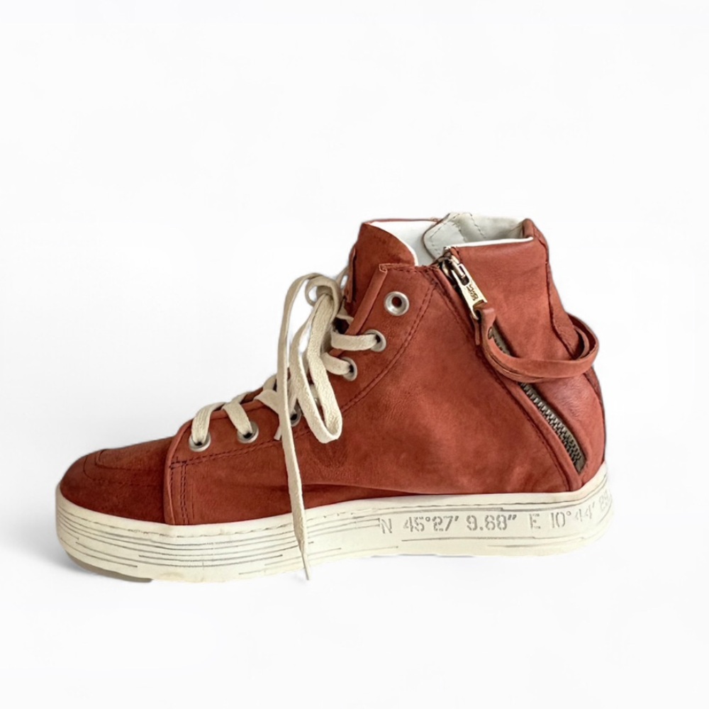 A.S.98 ADLER Rust Suede High-Top Sneakers with Cream Laces - Picture 6 of 7